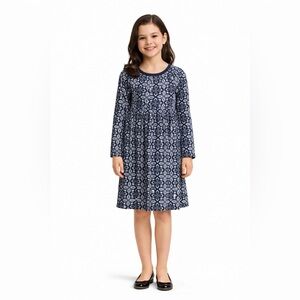 Tea Collection Gray and Blue Casual Long Sleeve Dress